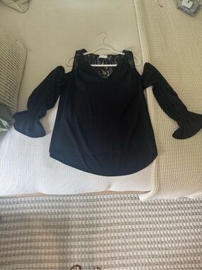 Ramy Brook Black Lace Cold-Shoulder Blouse